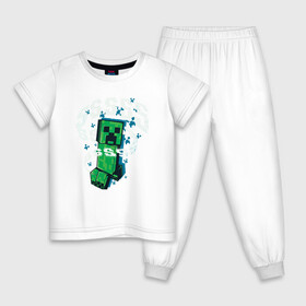 Детская пижама хлопок с принтом Крипер | Creeper | Minecraft в Екатеринбурге, 100% хлопок |  брюки и футболка прямого кроя, без карманов, на брюках мягкая резинка на поясе и по низу штанин
 | creeper | minecraft | sss | выживай | зеленый | исследуй | крип | крипер | майнкрафт | меч | создавай
