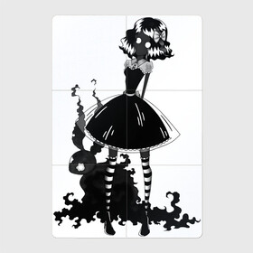 Магнитный плакат 2Х3 с принтом Чёрный кролик в Екатеринбурге, Полимерный материал с магнитным слоем | 6 деталей размером 9*9 см | Тематика изображения на принте: алиса | готический | кролик | морк2028 | тёмный | тень | чёрно белый