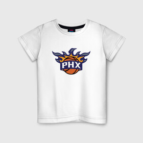 Детская футболка хлопок с принтом Phoenix Suns в Екатеринбурге, 100% хлопок | круглый вырез горловины, полуприлегающий силуэт, длина до линии бедер | basketball | mvp | nba | phoenix | sport | streetball | suns | аризона | баскетбол | игра | крис пол | мяч | нба | санс | спорт | стритбол | тренер | финикс | чемпион