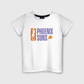 Детская футболка хлопок с принтом NBA - Suns в Екатеринбурге, 100% хлопок | круглый вырез горловины, полуприлегающий силуэт, длина до линии бедер | basketball | mvp | nba | phoenix | sport | streetball | suns | аризона | баскетбол | игра | крис пол | мяч | нба | санс | спорт | стритбол | тренер | финикс | чемпион