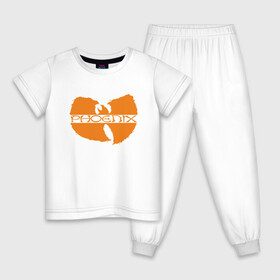 Детская пижама хлопок с принтом Phoenix Wu-Tang в Екатеринбурге, 100% хлопок |  брюки и футболка прямого кроя, без карманов, на брюках мягкая резинка на поясе и по низу штанин
 | Тематика изображения на принте: basketball | hip hop | mvp | nba | phoenix | rap | sport | streetball | suns | wu tang | wu tang clan | аризона | баскетбол | игра | крис пол | мяч | нба | рэп | санс | спорт | стритбол | тренер | финикс | хип хоп | чемпион