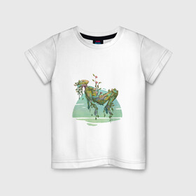 Детская футболка хлопок с принтом Природа всегда победит в Екатеринбурге, 100% хлопок | круглый вырез горловины, полуприлегающий силуэт, длина до линии бедер | арт | киборг | планета | природа | рисунок | робот | розовый цветок розовые цветы | цветок | цветы