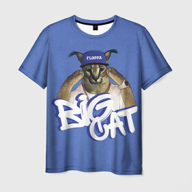 Мужская футболка 3D с принтом Big Cat Floppa в Екатеринбурге, 100% полиэфир | прямой крой, круглый вырез горловины, длина до линии бедер | flopa | floppa | большой | каракал | кот мем | мем с котом | русский кот | флопа | флоппа | шлёпа