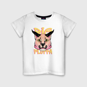 Детская футболка хлопок с принтом Big Cat  Floppa в Екатеринбурге, 100% хлопок | круглый вырез горловины, полуприлегающий силуэт, длина до линии бедер | flopa | floppa | каракал | кот мем | мем с котом | русский кот | шлёпа