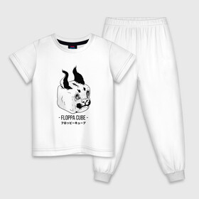 Детская пижама хлопок с принтом Floppa Cube в Екатеринбурге, 100% хлопок |  брюки и футболка прямого кроя, без карманов, на брюках мягкая резинка на поясе и по низу штанин
 | flopa | floppa | каракал | кот мем | мем с котом | русский кот | шлёпа