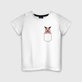 Детская футболка хлопок с принтом Шлёпа в кармане в Екатеринбурге, 100% хлопок | круглый вырез горловины, полуприлегающий силуэт, длина до линии бедер | flopa | floppa | каракал | кот мем | мем с котом | русский кот | шлёпа