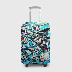 Чехол для чемодана 3D с принтом Граффити в Екатеринбурге, 86% полиэфир, 14% спандекс | двустороннее нанесение принта, прорези для ручек и колес | graffiti | буквы | граффити | уличный стиль | шрифты | яркие оттенки