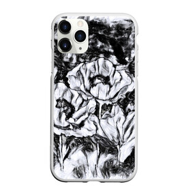 Чехол для iPhone 11 Pro матовый с принтом Черно-белый узор. Маки. в Екатеринбурге, Силикон |  | абстрактные цветы | маки | модный | рисунок | современный | цветочный фон | цветы | черно белый
