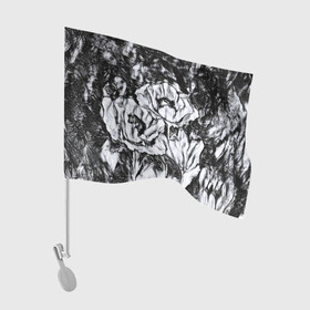 Флаг для автомобиля с принтом Черно-белый узор. Маки. в Екатеринбурге, 100% полиэстер | Размер: 30*21 см | абстрактные цветы | маки | модный | рисунок | современный | цветочный фон | цветы | черно белый