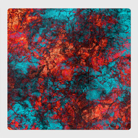 Магнитный плакат 3Х3 с принтом Текстура камня  в Екатеринбурге, Полимерный материал с магнитным слоем | 9 деталей размером 9*9 см | извержение | каменный узор | камень | красный | лава | модный | оранжевый | синий | современный | узор камня