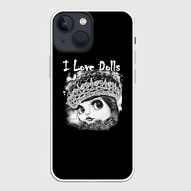 Чехол для iPhone 13 mini с принтом Кукла черно белый фон в Екатеринбурге,  |  | белый | девочка | для детей | иллюстрация | кукла | кукла блайз | набросок | портрет | фото | фото куклы | черный