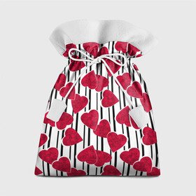 Подарочный 3D мешок с принтом Полосатый узор сердце  в Екатеринбурге, 100% полиэстер | Размер: 29*39 см | Тематика изображения на принте: детский | красный | красный и черный | любовь | мраморное сердце | полосатый узор | полосы | сердце | черные полосы