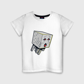 Детская футболка хлопок с принтом Майнкрафт Гаст Мaincraft Ghast в Екатеринбурге, 100% хлопок | круглый вырез горловины, полуприлегающий силуэт, длина до линии бедер | ghast | maincraft | mob | pixel | unit | гаст | гасты | маинкрафт | майнкрафт | моб | персонаж | пиксели