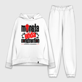 Женский костюм хлопок Oversize с принтом MONSTA CONSTRUCTION в Екатеринбурге,  |  | bodybilding | constrution | monsta | powerlifting | sport | unda | workout | бодибилдинг | воркаут | гантели | гири | зож | качалка | масса | монстр | спорт