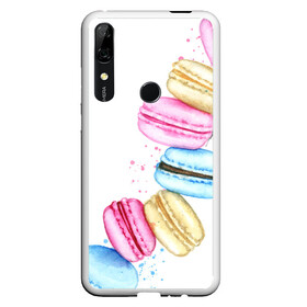 Чехол для Honor P Smart Z с принтом Macarons. Нежный десерт в Екатеринбурге, Силикон | Область печати: задняя сторона чехла, без боковых панелей | Тематика изображения на принте: акварель | акварельные | десерт | десерты | макаронс | макаруны | пирожное | пирожные | разноцветные | сладости