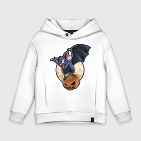 Детское худи Oversize хлопок с принтом Halloween в Екатеринбурге, френч-терри — 70% хлопок, 30% полиэстер. Мягкий теплый начес внутри —100% хлопок | боковые карманы, эластичные манжеты и нижняя кромка, капюшон на магнитной кнопке | bat | eyes | flight | halloween | holiday | jaw | moon | pumpkin | smile | wings | глаза | крылья | летучая мышь | луна | пасть | полёт | праздник | тыква | улыбка | хэллоуин