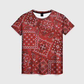 Женская футболка 3D с принтом БЛАДС | BLOODS в Екатеринбурге, 100% полиэфир ( синтетическое хлопкоподобное полотно) | прямой крой, круглый вырез горловины, длина до линии бедер | bloods gang. | crips | банда бладс | крипс | кружево