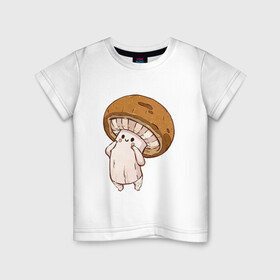 Детская футболка хлопок с принтом Шампиньончик в Екатеринбурге, 100% хлопок | круглый вырез горловины, полуприлегающий силуэт, длина до линии бедер | арт | гриб | грибочек | мило | милота | овощ | овощи | рисунок | свежие овощи | свежий овощ | свежий продукт | шампиньон
