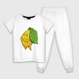 Детская пижама хлопок с принтом Недовольный лимон в Екатеринбурге, 100% хлопок |  брюки и футболка прямого кроя, без карманов, на брюках мягкая резинка на поясе и по низу штанин
 | арт | лимон | мило | милота | недовольный | рисунок | свежие фрукты | свежий продукт | свежий фрукт | фрукт | фрукты | цитрус