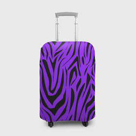 Чехол для чемодана 3D с принтом Абстрактный узор зебра  в Екатеринбурге, 86% полиэфир, 14% спандекс | двустороннее нанесение принта, прорези для ручек и колес | абстрактный | женский | зебра | креативный | модный | полосы | популярный | современный | черный и фиолетовый