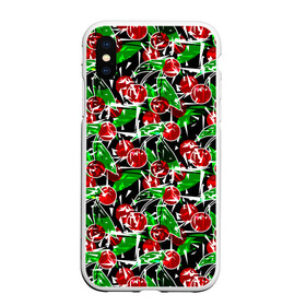 Чехол для iPhone XS Max матовый с принтом Абстрактный узор спелая вишня в Екатеринбурге, Силикон | Область печати: задняя сторона чехла, без боковых панелей | вишня | детский | зеленый | красная вишня | красный | летний узор | лето | ягодный принт | ягоды