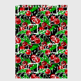 Скетчбук с принтом Абстрактный узор спелая вишня в Екатеринбурге, 100% бумага
 | 48 листов, плотность листов — 100 г/м2, плотность картонной обложки — 250 г/м2. Листы скреплены сверху удобной пружинной спиралью | вишня | детский | зеленый | красная вишня | красный | летний узор | лето | ягодный принт | ягоды