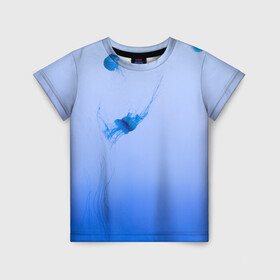 Детская футболка 3D с принтом МЕДУЗЫ | ГРАДИЕНТ в Екатеринбурге, 100% гипоаллергенный полиэфир | прямой крой, круглый вырез горловины, длина до линии бедер, чуть спущенное плечо, ткань немного тянется | gradient | абстракция | амбре | вода | голубая | голубое | градиент | градиент и ничего лишнего | градиенты | медуза | море | на каждый день | океан | синее | синий | синяя | текстура
