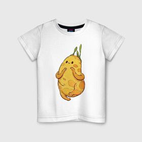 Детская футболка хлопок с принтом Милая картошка в Екатеринбурге, 100% хлопок | круглый вырез горловины, полуприлегающий силуэт, длина до линии бедер | арт | картофельна | картошка | мило | милота | молодая картошка | овощ | овощи | рисунок | свежие овощи | свежий овощ | свежий продукт