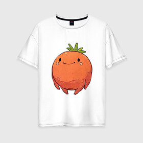 Женская футболка хлопок Oversize с принтом Большой томат в Екатеринбурге, 100% хлопок | свободный крой, круглый ворот, спущенный рукав, длина до линии бедер
 | арт | мило | милота | овощ | овощи | помидор | рисунок | свежие овощи | свежий овощ | свежий продукт | томат