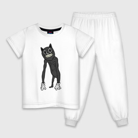 Детская пижама хлопок с принтом Cartoon Cat / Мультяшный кот в Екатеринбурге, 100% хлопок |  брюки и футболка прямого кроя, без карманов, на брюках мягкая резинка на поясе и по низу штанин
 | Тематика изображения на принте: angry cat | cartoon cat | cat | crazy | horror | kitty | monster | siren head | sirenhead | безумный | злой кот | картун кет | картун кэт | котик | кошак | монстр | мультяшный кот | сирен хеад | сиреноголовый | улыбка | хоррор