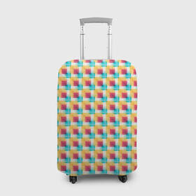 Чехол для чемодана 3D с принтом Красочные кубы в Екатеринбурге, 86% полиэфир, 14% спандекс | двустороннее нанесение принта, прорези для ручек и колес | квадраты | кубы | паттерн | пиксели | разноцветный