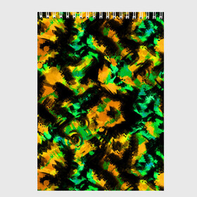 Скетчбук с принтом Абстрактный желто-зеленый узор в Екатеринбурге, 100% бумага
 | 48 листов, плотность листов — 100 г/м2, плотность картонной обложки — 250 г/м2. Листы скреплены сверху удобной пружинной спиралью | Тематика изображения на принте: абстрактный | желтый | зеленый | камуфляж | мужской | популярный | размытый узор | современный | черный