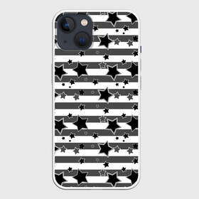 Чехол для iPhone 13 с принтом Черно белый полосатый узор в Екатеринбурге,  |  | звезды | молодежный | мужской | популярный | серый | современный | черный и белый