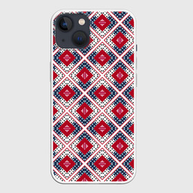 Чехол для iPhone 13 с принтом Красно синий плед  клетка в Екатеринбурге,  |  | абстрактный | геометрический | красный | плед | пэчворк | синий | современный | этнический