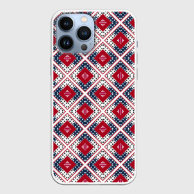Чехол для iPhone 13 Pro Max с принтом Красно синий плед  клетка в Екатеринбурге,  |  | абстрактный | геометрический | красный | плед | пэчворк | синий | современный | этнический