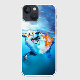 Чехол для iPhone 13 mini с принтом ПЛЫВУЩАЯ ЛИСИЧКА в Екатеринбурге,  |  | animal | art | fox | swim | water | вода | животные | звери | красота | лиса | лисичка | плутовка | река | рисунок | рыжая | фыр фыр