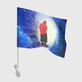 Флаг для автомобиля с принтом Adios в Екатеринбурге, 100% полиэстер | Размер: 30*21 см | adios | адидас | бабуля | бабушка | вселенная | космос | мемы | портал | прощание | черная дыра
