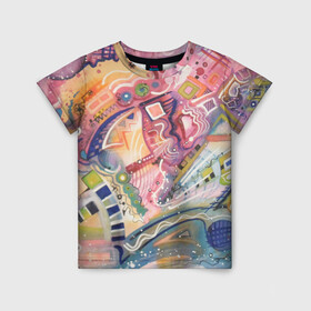 Детская футболка 3D с принтом MULT в Екатеринбурге, 100% гипоаллергенный полиэфир | прямой крой, круглый вырез горловины, длина до линии бедер, чуть спущенное плечо, ткань немного тянется | абстракция | молодежный | пестрый | цветной | яркий