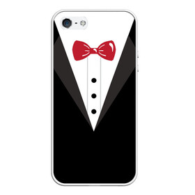 Чехол для iPhone 5/5S матовый с принтом Смокинг в Екатеринбурге, Силикон | Область печати: задняя сторона чехла, без боковых панелей | Тематика изображения на принте: бабочка | галстук | джентльмен | костюм | смокинг