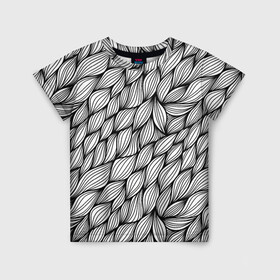 Детская футболка 3D с принтом Лепестки в Екатеринбурге, 100% гипоаллергенный полиэфир | прямой крой, круглый вырез горловины, длина до линии бедер, чуть спущенное плечо, ткань немного тянется | белая | лепестки | паттерн | стиль | цветы | черная