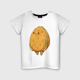 Детская футболка хлопок с принтом Грецкий орех в Екатеринбурге, 100% хлопок | круглый вырез горловины, полуприлегающий силуэт, длина до линии бедер | арт | грецкий | грецкий орех | мило | милота | орех | орехи | рисунок | свежие орехи | свежий орех | свежий продукт