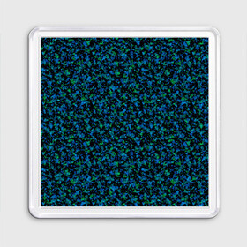 Магнит 55*55 с принтом Абстрактный зелено-синий узор  в Екатеринбурге, Пластик | Размер: 65*65 мм; Размер печати: 55*55 мм | Тематика изображения на принте: абстрактный | вкрапления | зеленый | молодежный | мраморный | синий | современный | черный и синий