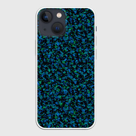 Чехол для iPhone 13 mini с принтом Абстрактный зелено синий узор в Екатеринбурге,  |  | абстрактный | вкрапления | зеленый | молодежный | мраморный | синий | современный | черный и синий