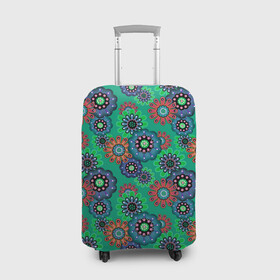 Чехол для чемодана 3D с принтом Ретро цветочный узор  в Екатеринбурге, 86% полиэфир, 14% спандекс | двустороннее нанесение принта, прорези для ручек и колес | абстрактные цветы | детский | женский | зеленый | разноцветный | ретро | цветочный | цветы