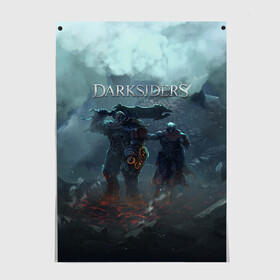 Постер с принтом Darksiders | Гнев Войны (Z) в Екатеринбурге, 100% бумага
 | бумага, плотность 150 мг. Матовая, но за счет высокого коэффициента гладкости имеет небольшой блеск и дает на свету блики, но в отличии от глянцевой бумаги не покрыта лаком | azrael | darksiders | darksiders 2 | darksiders 3 | griever | silitha | tiamat | ulthane | vulgrim | wrath of war | всадник апокалипсиса | гнев войны | обугленный совет | руина | ультэйн | чёрный молот