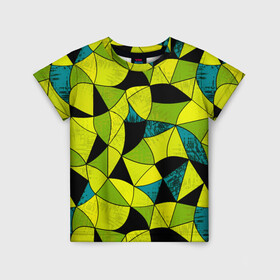 Детская футболка 3D с принтом Гранжевый яркий зеленый  в Екатеринбурге, 100% гипоаллергенный полиэфир | прямой крой, круглый вырез горловины, длина до линии бедер, чуть спущенное плечо, ткань немного тянется | абстрактный | гранжевая текстура | зеленый | летний | молодежный | современный | ярко желтый