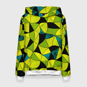 Женская толстовка 3D с принтом Гранжевый яркий зеленый  в Екатеринбурге, 100% полиэстер  | двухслойный капюшон со шнурком для регулировки, мягкие манжеты на рукавах и по низу толстовки, спереди карман-кенгуру с мягким внутренним слоем. | абстрактный | гранжевая текстура | зеленый | летний | молодежный | современный | ярко желтый