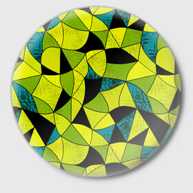 Значок с принтом Гранжевый яркий зеленый  в Екатеринбурге,  металл | круглая форма, металлическая застежка в виде булавки | абстрактный | гранжевая текстура | зеленый | летний | молодежный | современный | ярко желтый