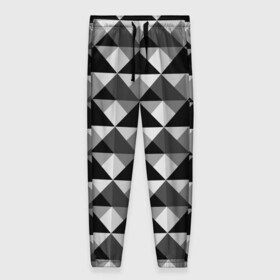 Женские брюки 3D с принтом Современный геометрический  в Екатеринбурге, полиэстер 100% | прямой крой, два кармана без застежек по бокам, с мягкой трикотажной резинкой на поясе и по низу штанин. В поясе для дополнительного комфорта — широкие завязки | абстрактный | геометрический фигуры | модный | полигональный | популярный | треугольники | черно белый