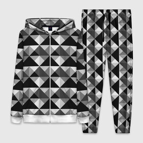 Женский костюм 3D с принтом Современный геометрический в Екатеринбурге,  |  | абстрактный | геометрический фигуры | модный | полигональный | популярный | треугольники | черно белый